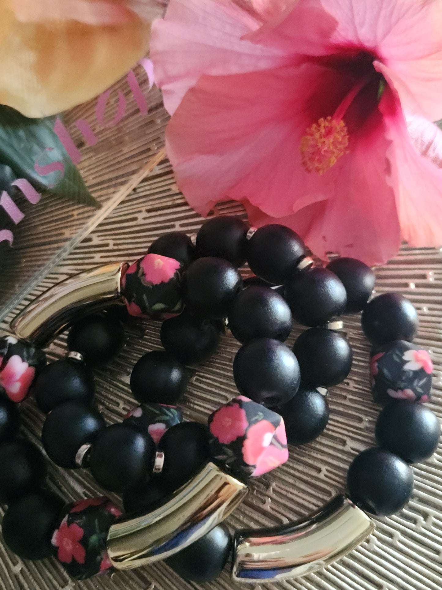 3 piece set- Bangle Bead Set- Black