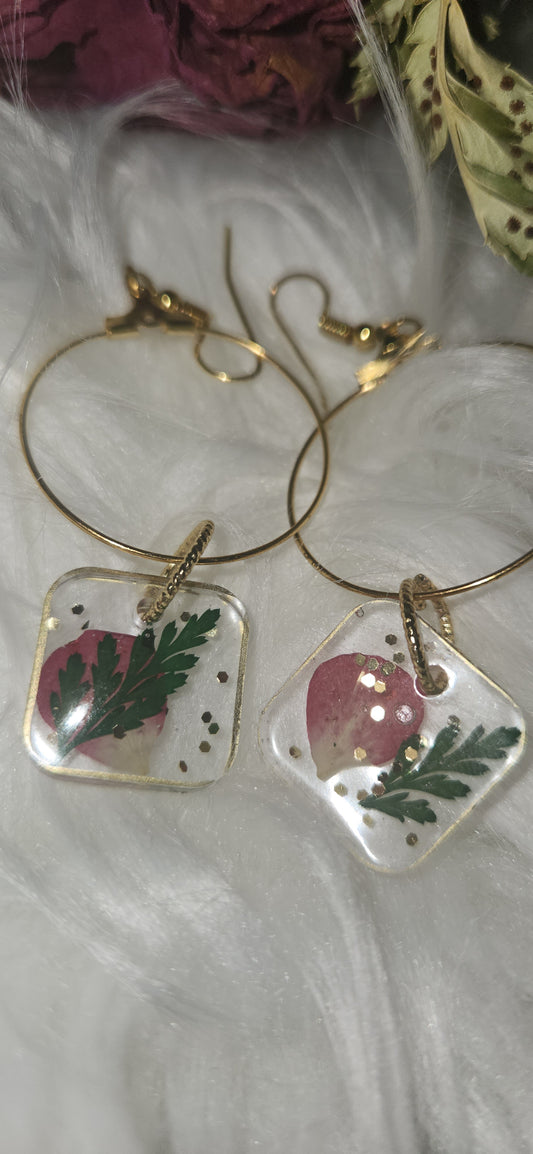 "Square" Flower petal Earrings