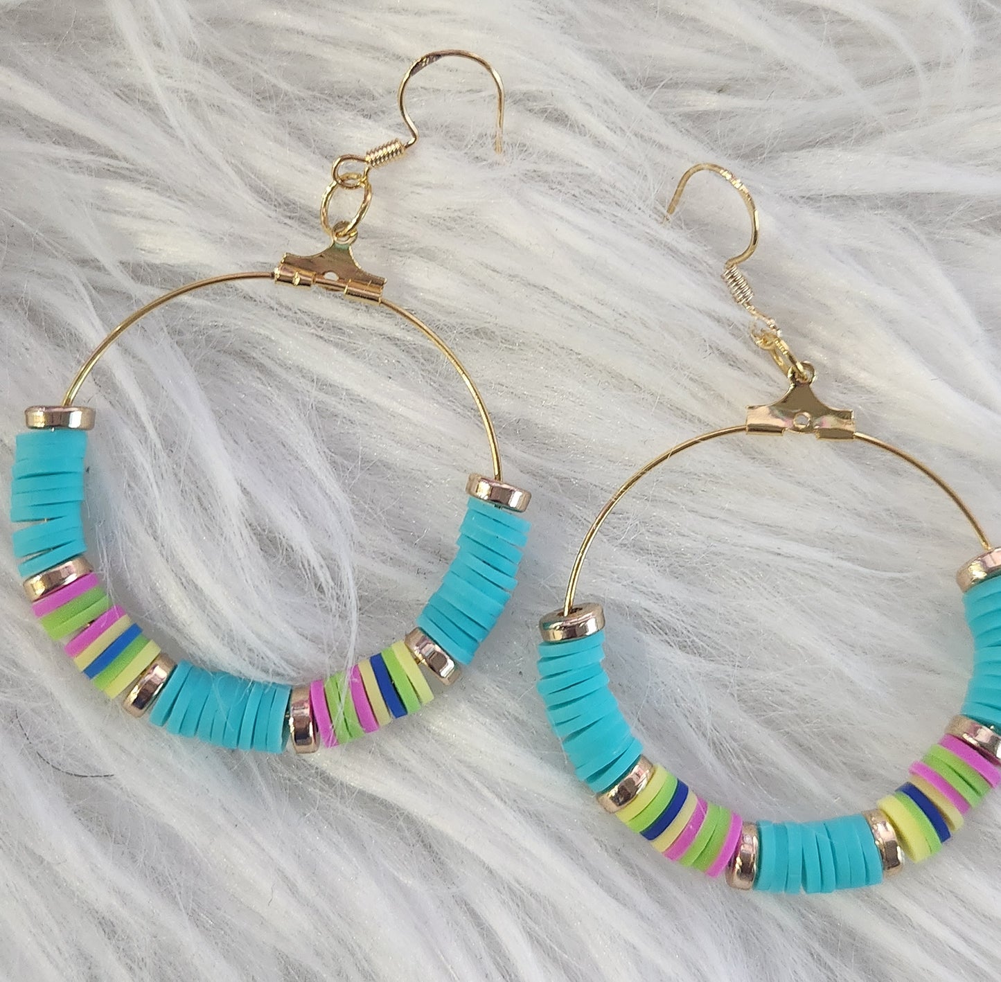 Clay Beads Earrings - Hoop Style (Large)
