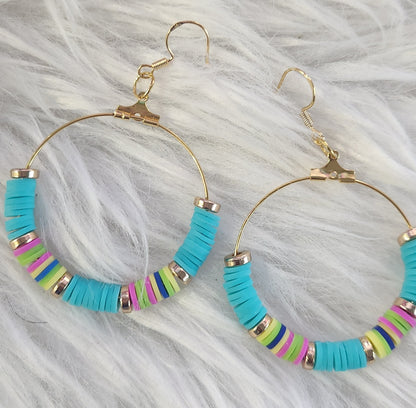 Clay Beads Earrings - Hoop Style (Large)