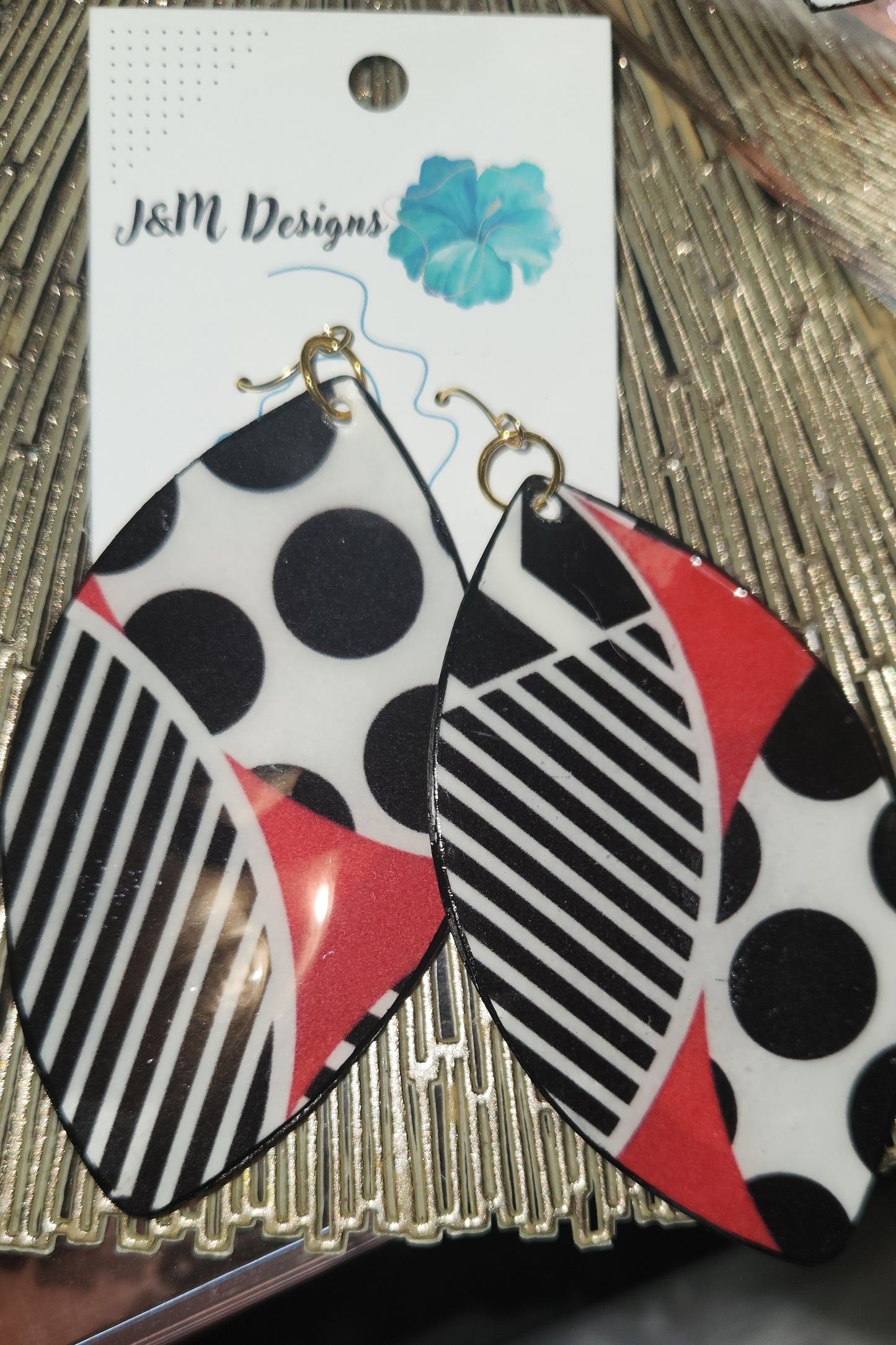 Red and Black Leaf Earring-Large