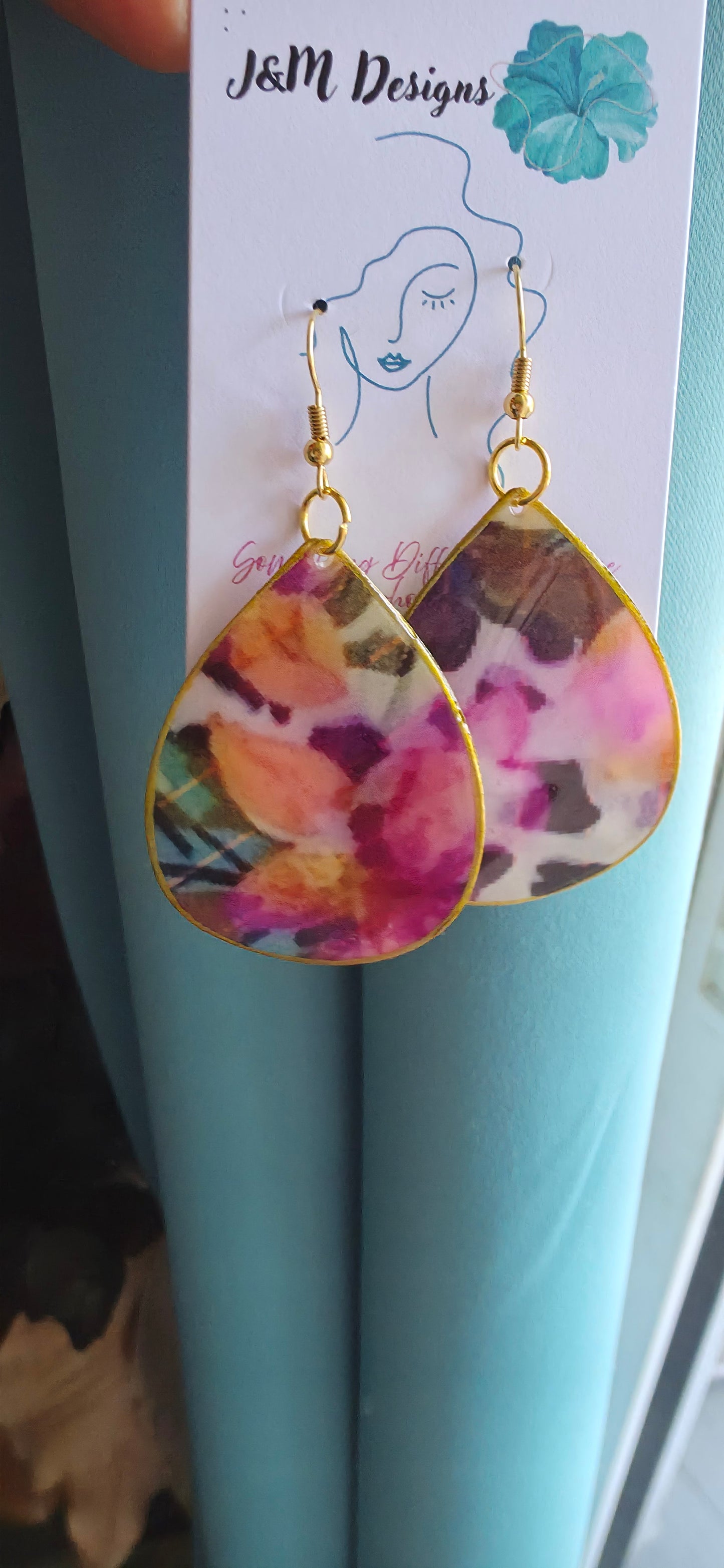 Floral tear drop earrings