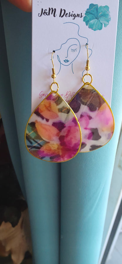 Floral tear drop earrings