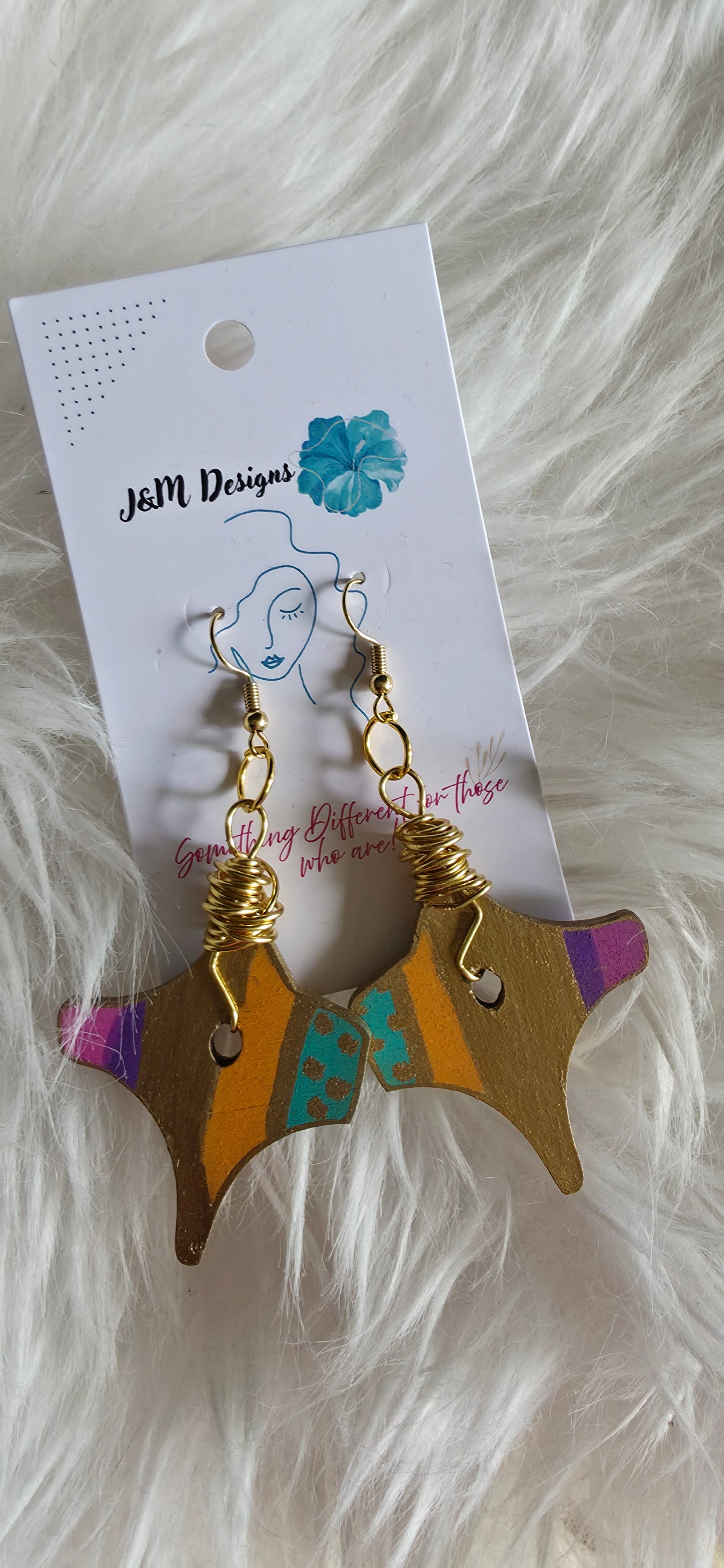 Geometric wood shape earring- Style #2