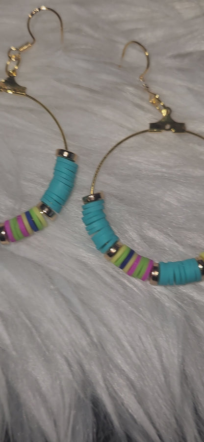 Clay Beads Earrings - Hoop Style (Large)