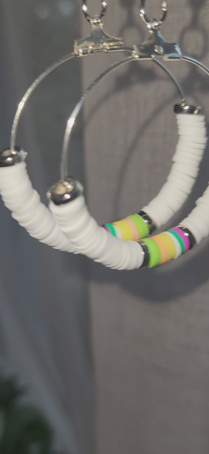 Clay Beads Earrings - Hoop Style (Large)