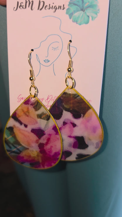 Floral tear drop earrings