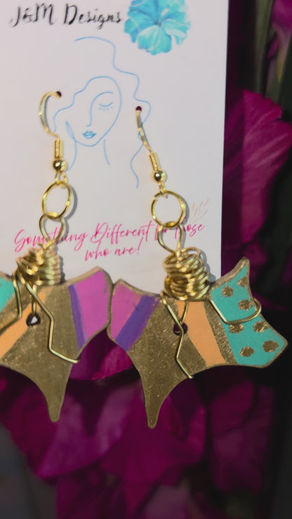 Geometric wood shape earring- Style #1