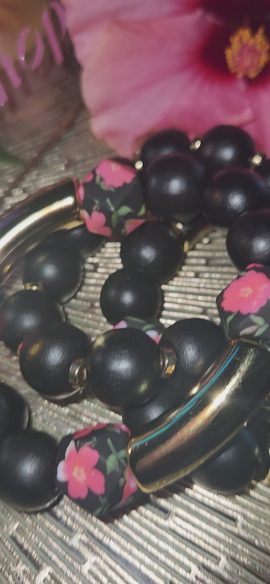 3 piece set- Bangle Bead Set- Black
