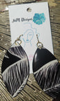 Black and white leaf earring-Large